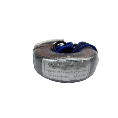 Transformateur toroïdal monophasique de 25 W 0-220V à 06V-0-06V