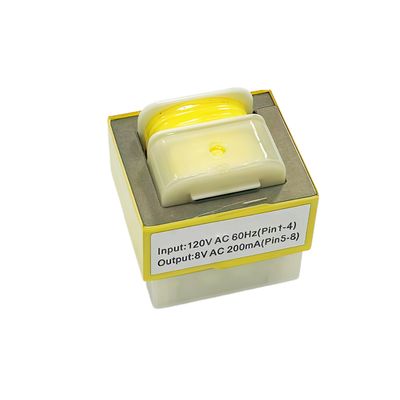 Transformateur de puissance EI28 à basse fréquence avec boîtier 120V AC 60Hz 8V 200mA